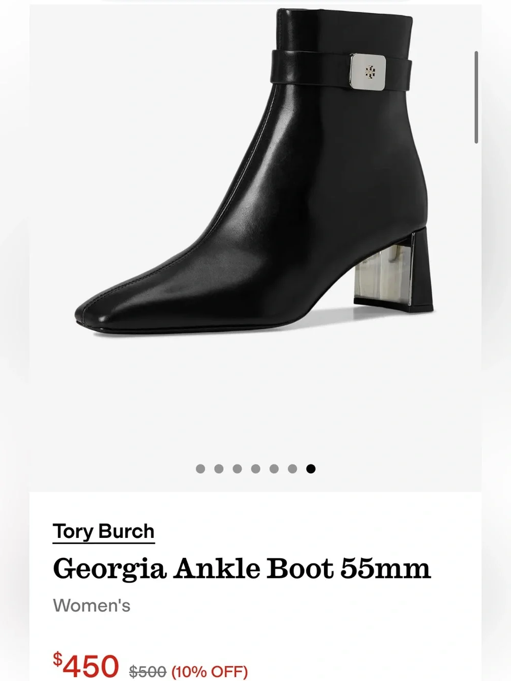 Tory Burch Georgia Ankle Boot 55mm in black Women's with Logo Plaque size 6 $500